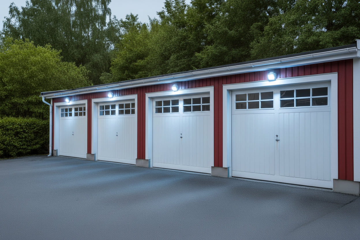 Strålkastare med rörelsesensor för uppfart och entré