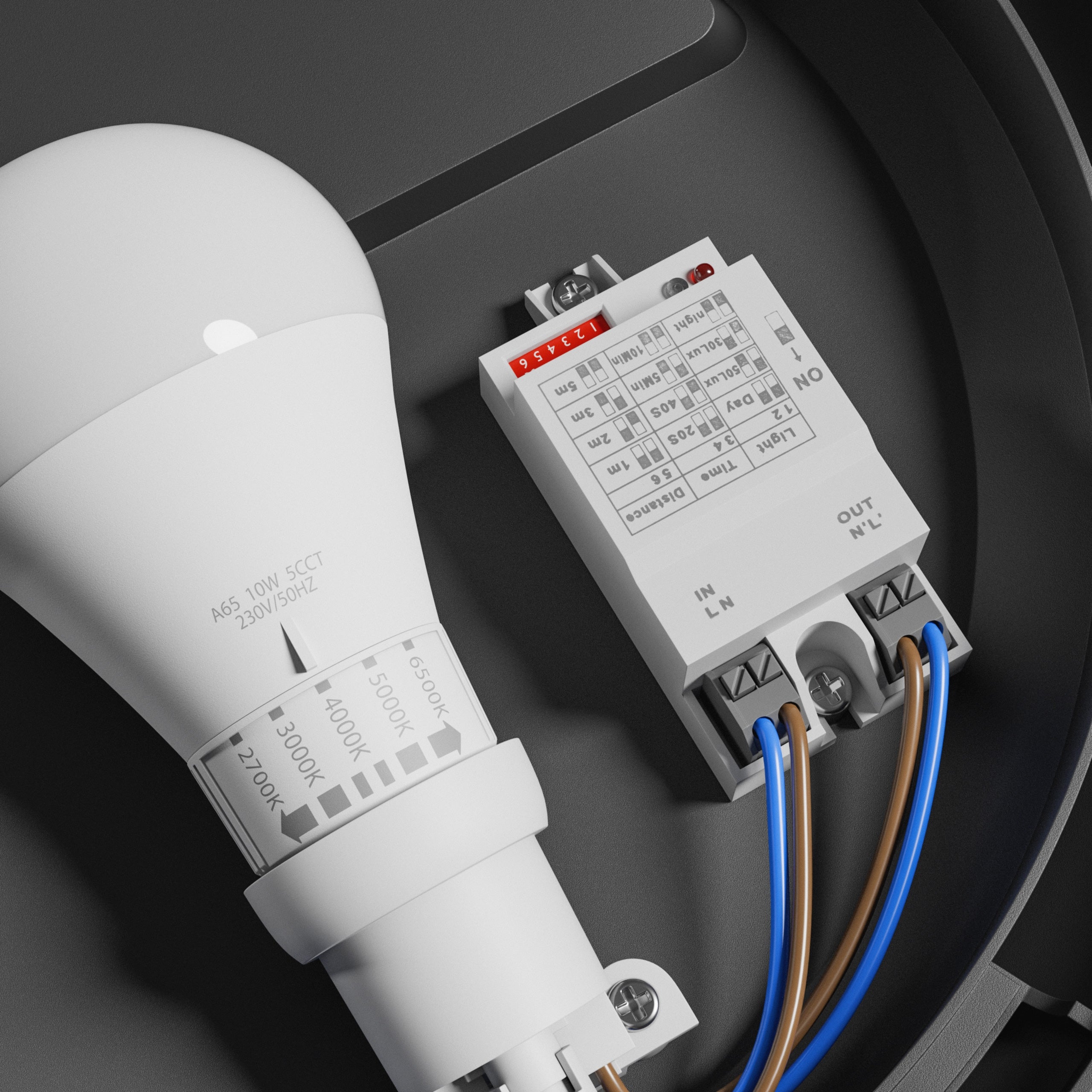 Takplafond med sensor för badrum, garage och entré