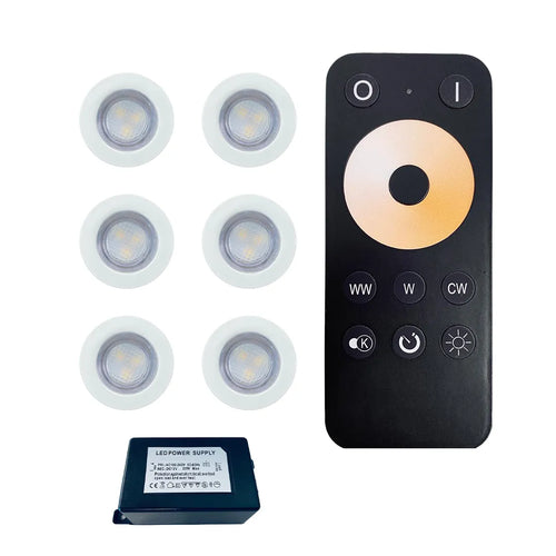 Aura Luxe Vit - Komplett LED-kit med fjärrkontroll 6-pack