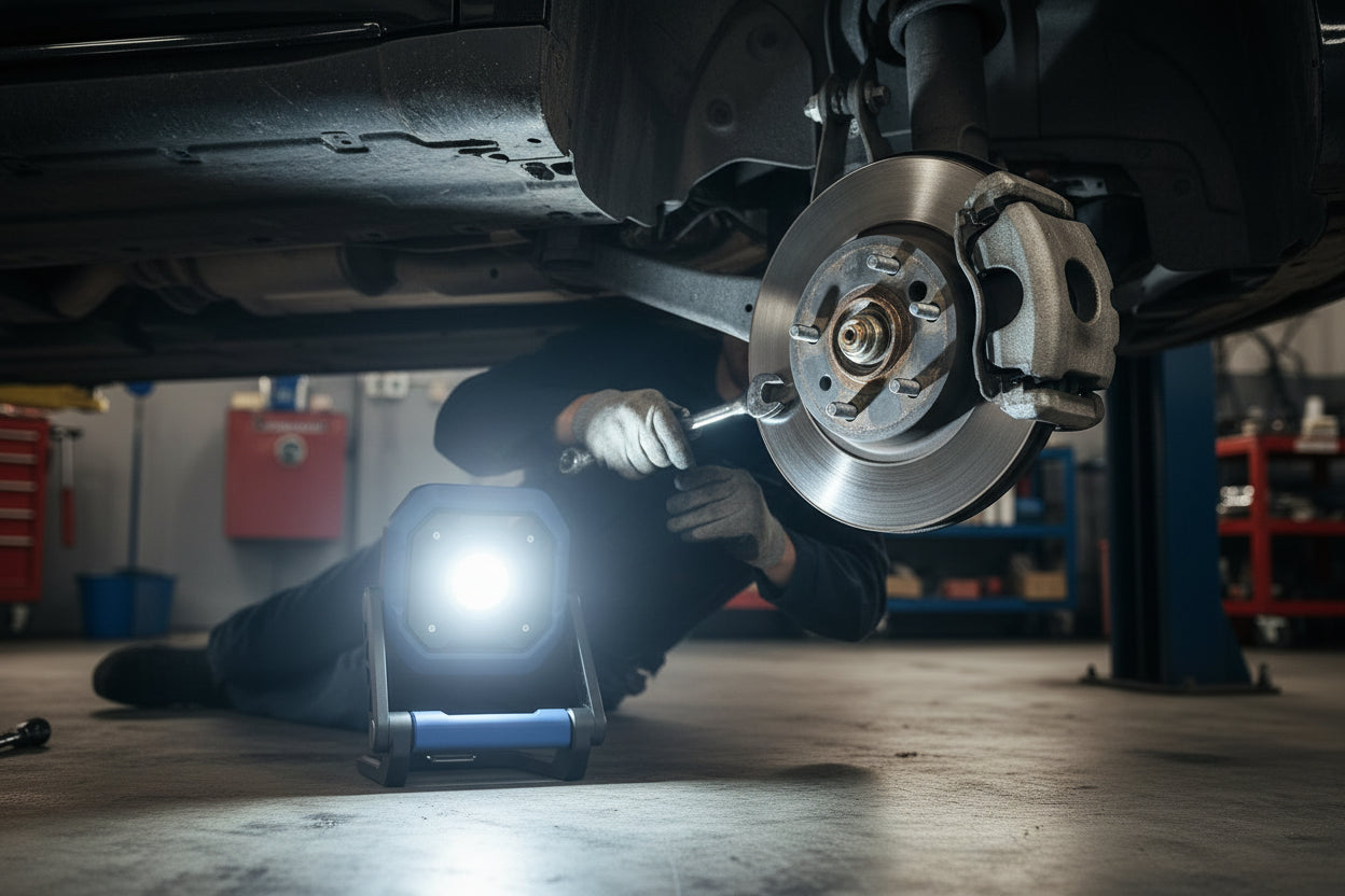Uppladdningsbar arbetsbelysning för garage, verkstad och hemmafixaren